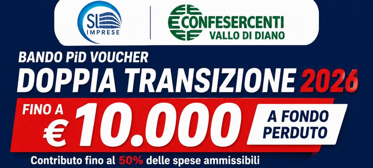Voucher PID Doppia Transizione 2026: Confesercenti Vallo di Diano pronta ad accompagnare le aziende